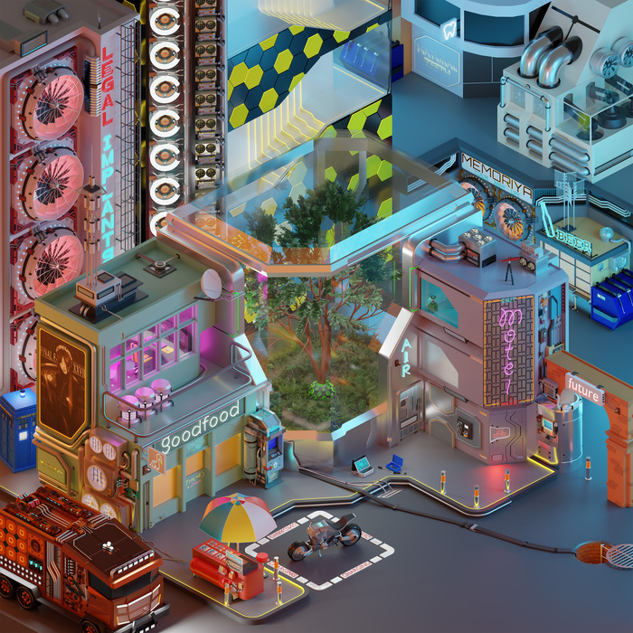 Cyberpunk city Blender, 3D, 3D 