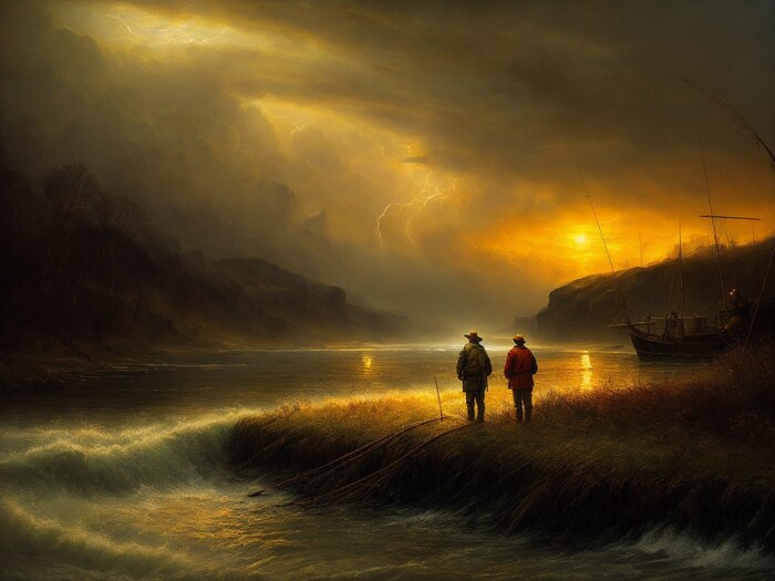 Шторм на реке, автор Стабел Дифуженов, масло, 1834 г