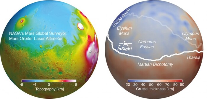 Ученые определили толщину марсианской коры Астрономия, Марс, Космос, Ученые, Толщина, Кора, Insight