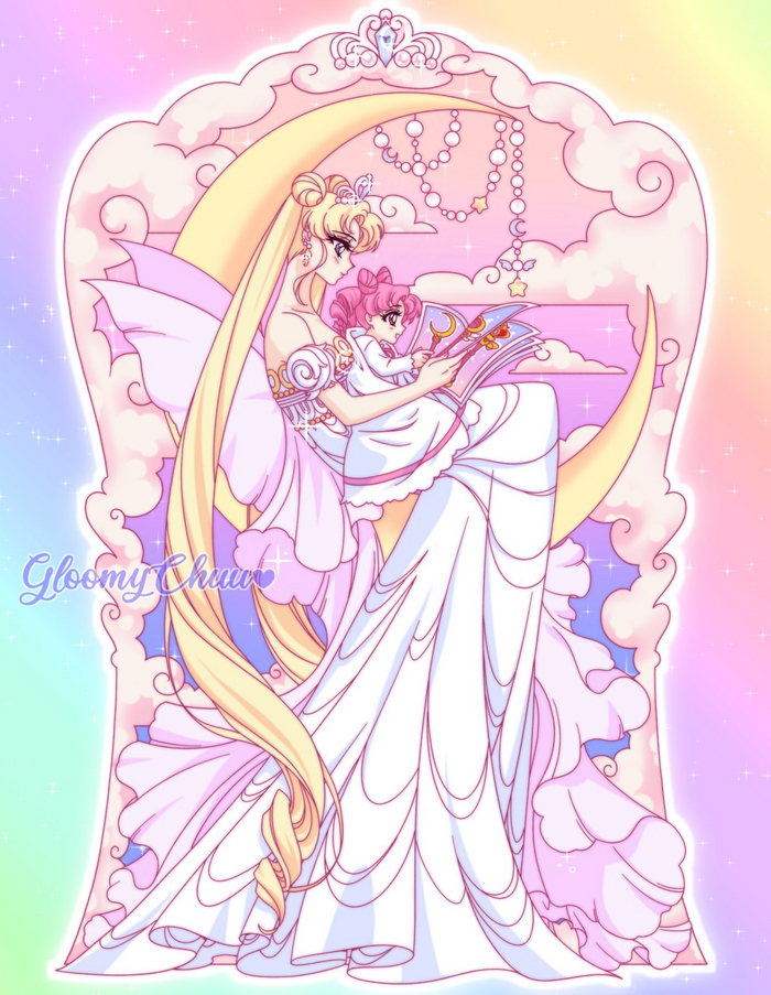 Мать и дочь Sailor Moon, Аниме, Anime Art, Queen Serenity, Small Lady, Длиннопост