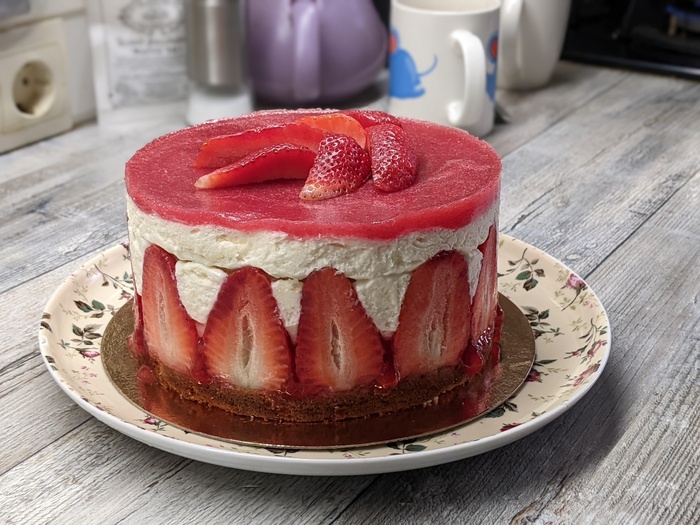 Проверка рецепта. Тортик «Фрезье» для @Lampochkagorit  и @Ochchi Кулинария, Муссовый торт, Проверка, Длиннопост, Десерт