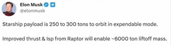 Elon Musk заявил о возможном увеличении массы Starship