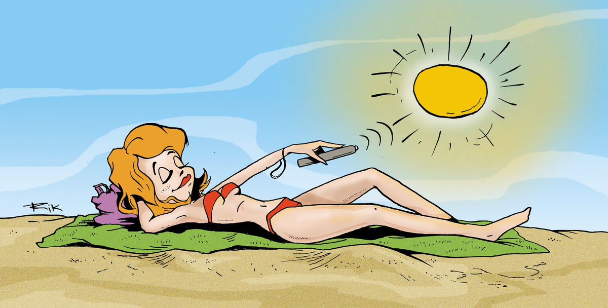Включи лето хорошо. Карикатура я в отпуске. Карикатуры про отпуск. Солнечные ванны прикол. Загорают карикатура.