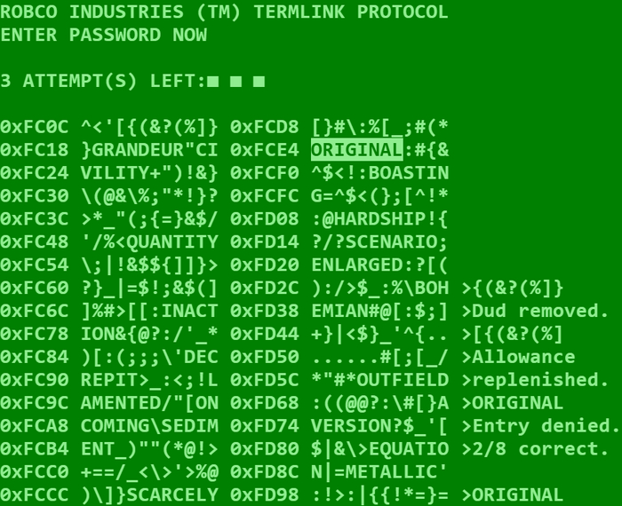 Я сделал симулятор взлома терминала из Fallout 3 (ONLINE)