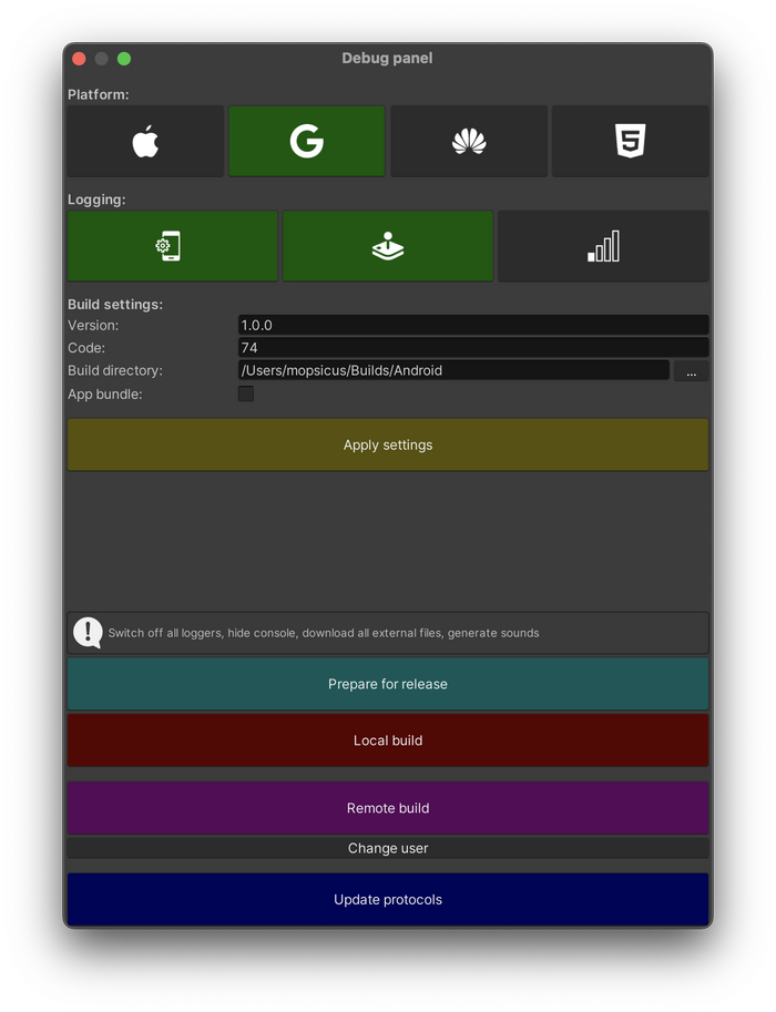Наш кастомный билдер под разные платформы, экономит кучу времени