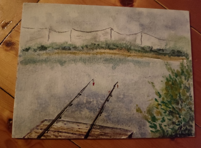 Акварель "Вечерняя рыбалка"