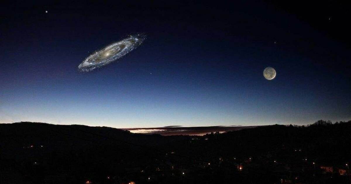 6 когда будет виден. Галактика Андромеда на ночном небе. Галактика Андромеда с земли. Галактика Андромеда с земли невооруженным глазом. Андромеда Галактика на небе невооружённым глазом.