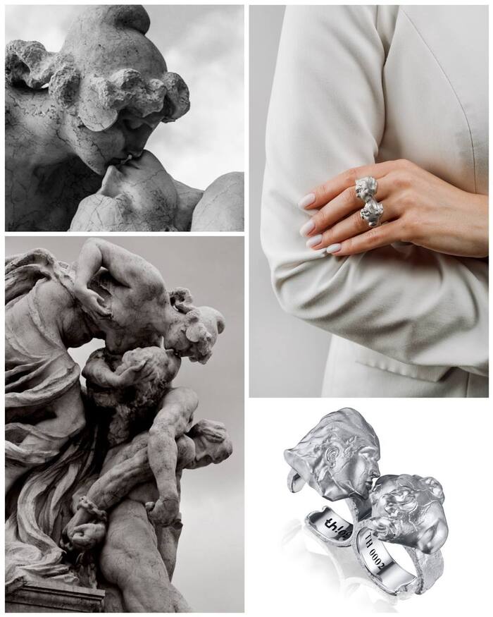Последний поцелуй, или эффектное кольцо на два пальца Ювелир, Ювелирные изделия, Золото, Серебро, Кольцо, Рим, Скульптура, Архитектура