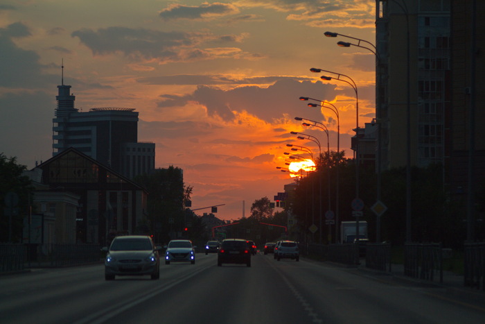 Закат в городе