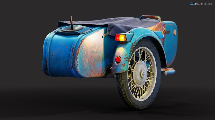 Люлька Днепра Текстуры, 3D, Мото, Топология, Hard surface, Реализм, Gamedev, Gameready, Low poly, Днепр, Мотоцикл Днепр, Урал, Мотоцикл Урал, Ржавчина, Колесо, Blender, 3D моделирование, Видео, YouTube, Длиннопост