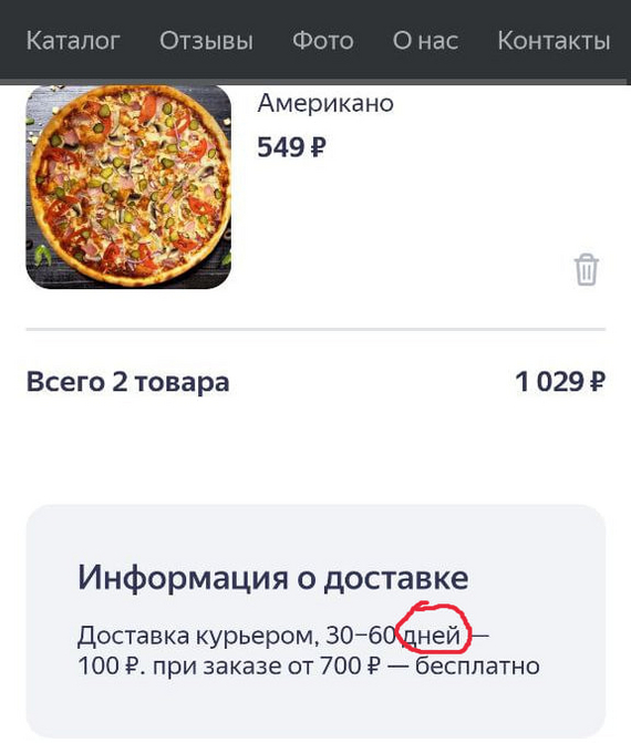 Заказал такой пиццы, а ее по ходу через Морию понесут. Посты на Пикабу, Доставка еды, Доставка, Курьерская доставка, Курьер, Ситуация, Ошибка