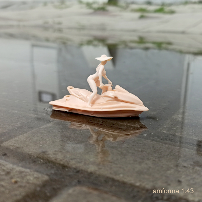 Девушка на гидроцикле Масштабная модель, Моделизм, Стендовый моделизм, 3D печать, Миниатюра, Фигурки, Коллекционирование, Коллекция, Гидроцикл, 3D, 3D моделирование, Длиннопост, Рукоделие без процесса