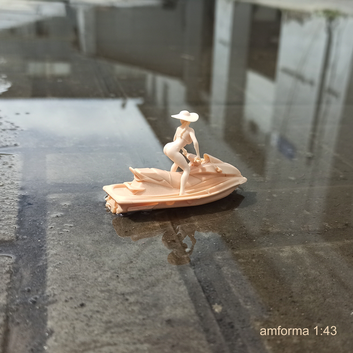 Девушка на гидроцикле Масштабная модель, Моделизм, Стендовый моделизм, 3D печать, Миниатюра, Фигурки, Коллекционирование, Коллекция, Гидроцикл, 3D, 3D моделирование, Длиннопост, Рукоделие без процесса