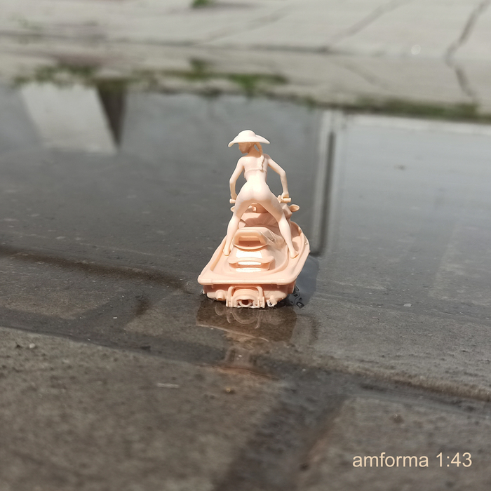 Девушка на гидроцикле Масштабная модель, Моделизм, Стендовый моделизм, 3D печать, Миниатюра, Фигурки, Коллекционирование, Коллекция, Гидроцикл, 3D, 3D моделирование, Длиннопост, Рукоделие без процесса