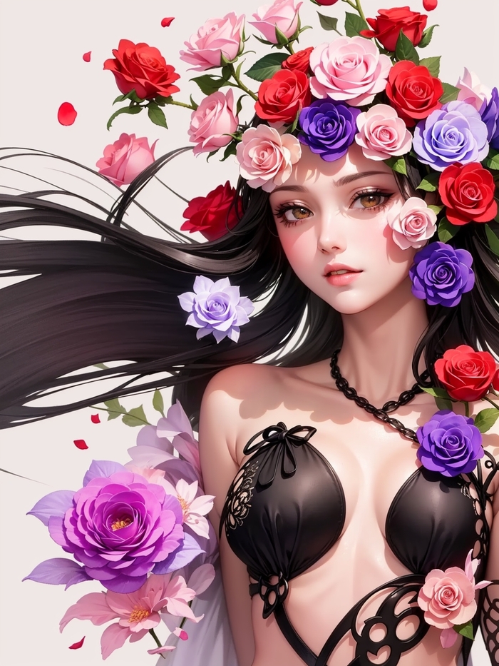 Портрет девушки в розах сгенерированный ИИ