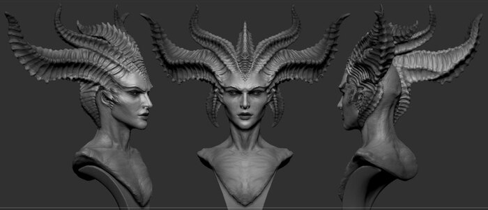 #Lilith_Bust 3D ,  , ,  , Lilith(diablo), Diablo IV