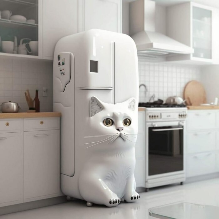 Котохолодильник, хотели бы себе такой? Кот, Нейронные сети, Midjourney, Длиннопост
