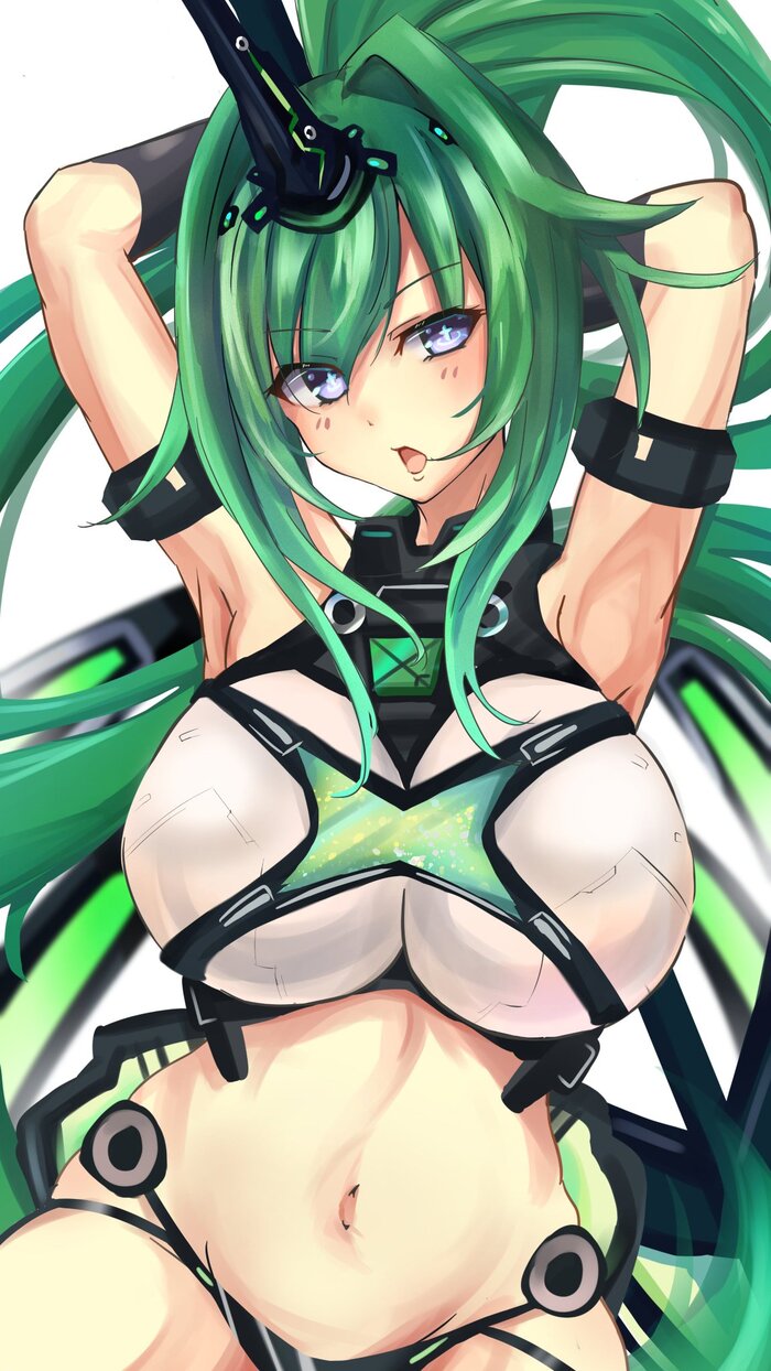 Next Green Anime Art, Hyperdimension Neptunia, Neptunia, Vert, Green Heart, Next Green