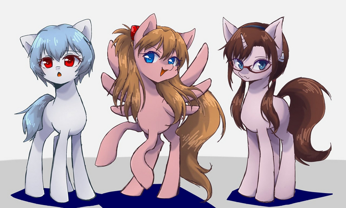 ,    My Little Pony, Evangelion, Asuka Langley, Rei Ayanami, Makinami Mari, 