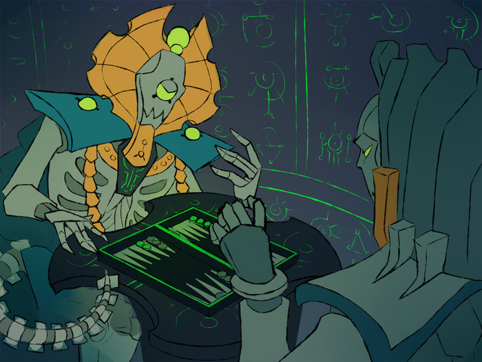 Заходишь в гробницу, а там некроны в нарды играют