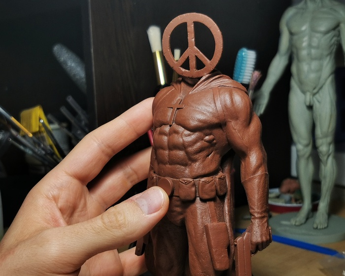 Как я лепил из пластилина статуэтку по концепту заказчика из США - Peace Man Пластилин, Рукоделие с процессом, Скульптура, Пятничный тег моё, Лепка, Супергерои, Ручная работа, Творчество, Длиннопост