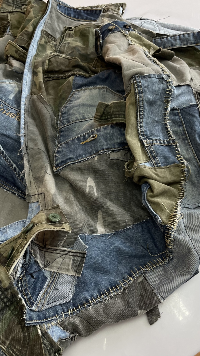Куртка из джинс, шорт и рубашки Апсайклинг, Рукоделие с процессом, Куртка, Своими руками, Длиннопост