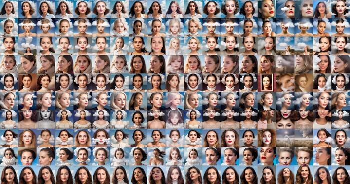 face of woman in smocking clouds