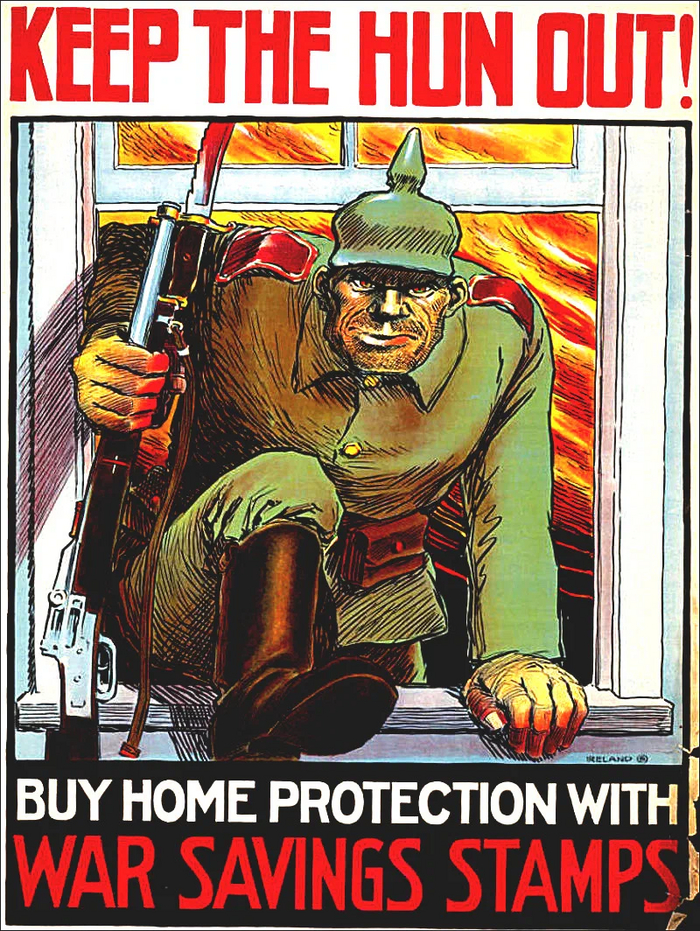 "Защитимся от гуннов" Литография, 1917 года Нью Колумбус США худ. Уильям Эддисон.