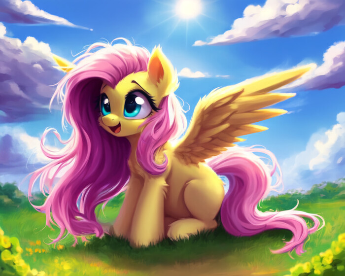   My Little Pony, Fluttershy, Ponyart, , Stable Diffusion,  