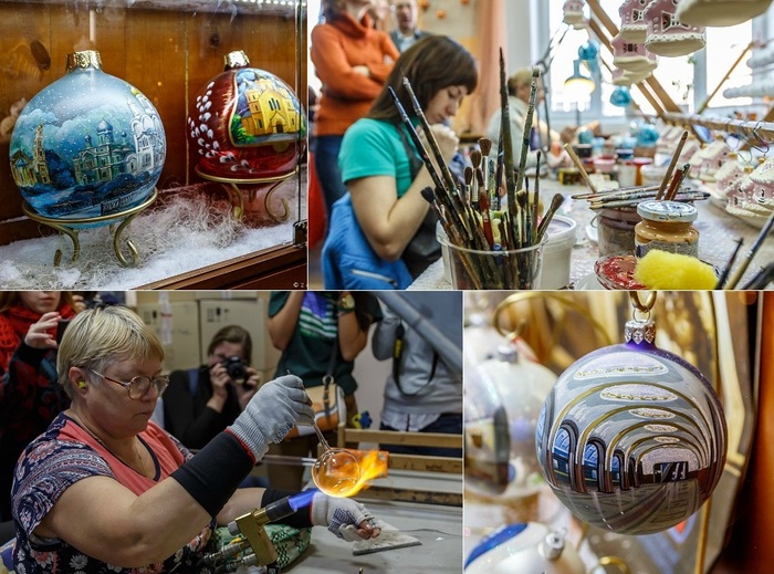 Фото 4. На фабрике елочных игрушек, внизу стеклодув за работой. Взято из сети.
