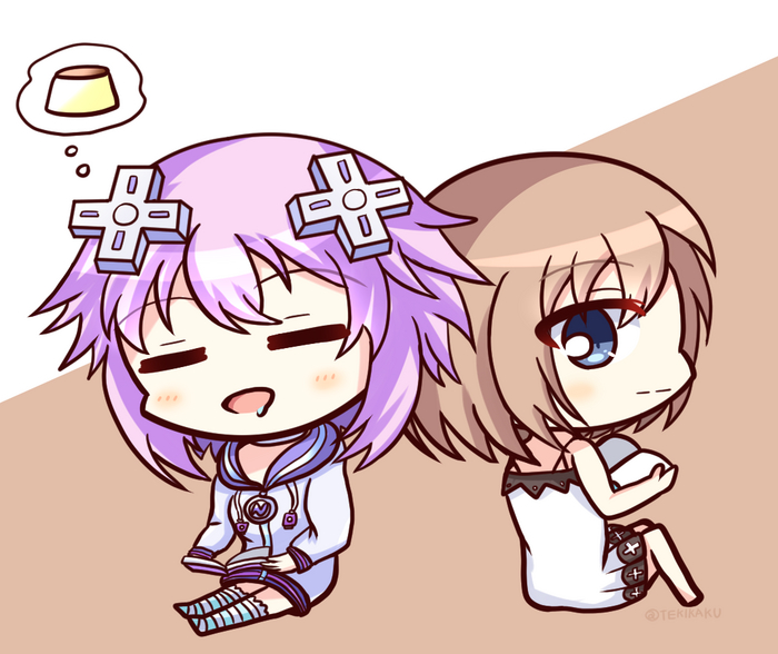 Neptune & Blanc Anime Art, Hyperdimension Neptunia, Neptunia, Neptune, Blanc, 