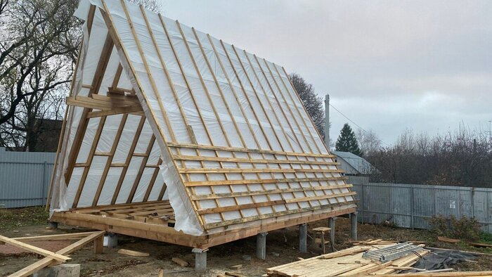 Ветрозащита на месте, начинаем обрешётку