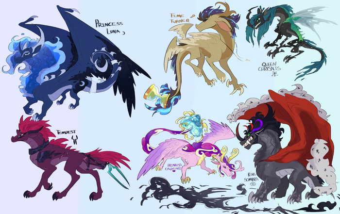 Драконы My Little Pony, Queen Chrysalis, Princess Luna, Princess Cadance, King Sombra, Doctor Whooves, Tempest Shadow