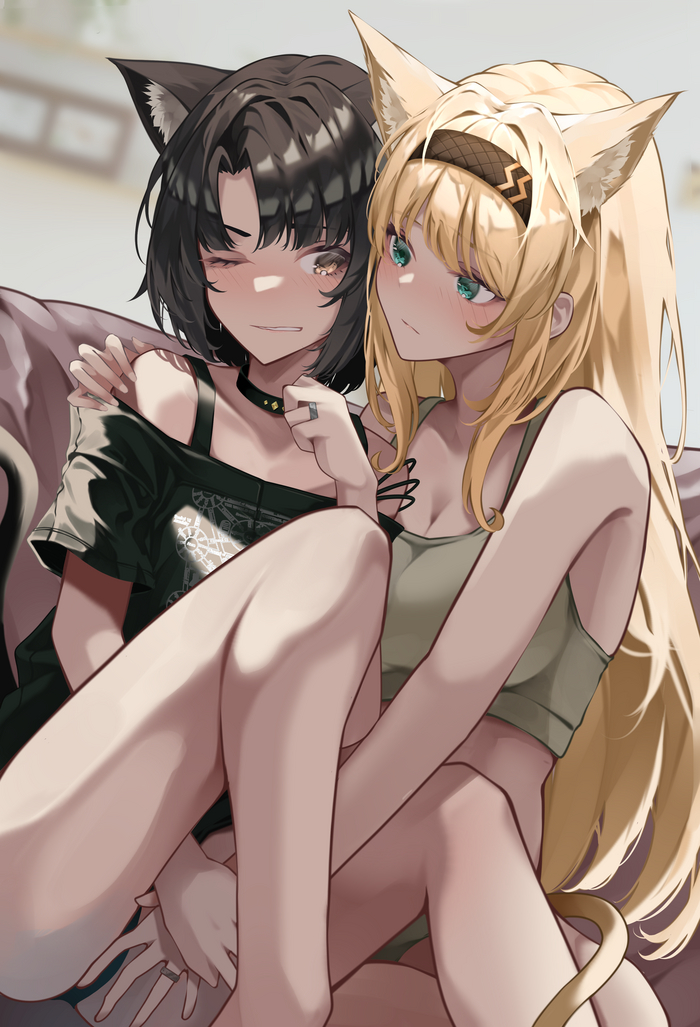 ...      Anime Art, , Arknights, Mandragora (Arknights), Horn (Arknights), Yuri, Animal Ears, 