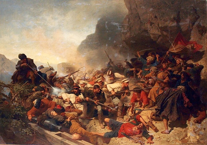 «Штурм аула Гуниб 25 августа 1859 года» Живопись, Сражение