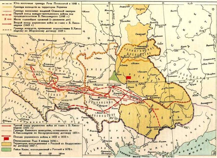 Андрусовское перемирие. Карта