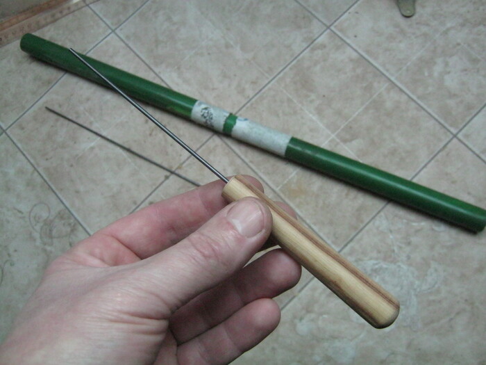 Фото 6. Заготовку молибденового стержня примерил к ручке.