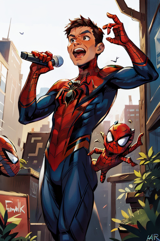 Spider-man as singer