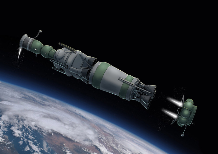 Отделение тягача и старт к луне