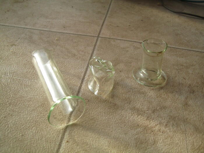 Фото 14. Учебно-тренировочные работы с применением цангового зажима. Возился изрядно и не охлаждая водой между деталями. Ручка нагревается не слишком сильно, крючки к стеклу не липнут.