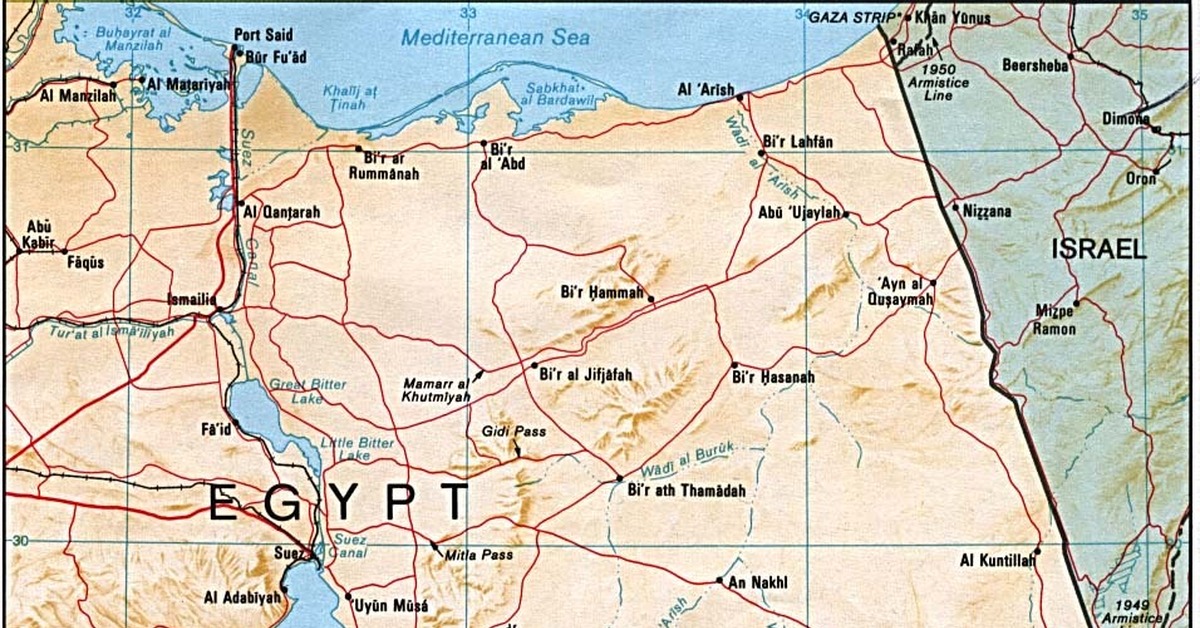 Синайский полуостров политическая карта