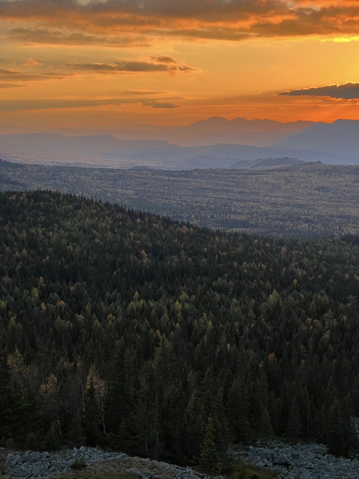 Нереальный закат на хребте Ягодном Южный Урал, Поход, Ягоды, Иремель, Зюраткуль, Башкортостан, Челябинская область, Уральские горы, Длиннопост, Фотография, Закат