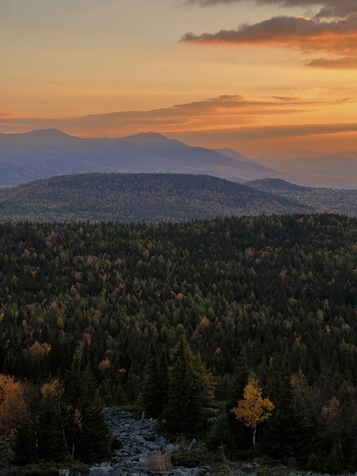 Нереальный закат на хребте Ягодном Южный Урал, Поход, Ягоды, Иремель, Зюраткуль, Башкортостан, Челябинская область, Уральские горы, Длиннопост, Фотография, Закат