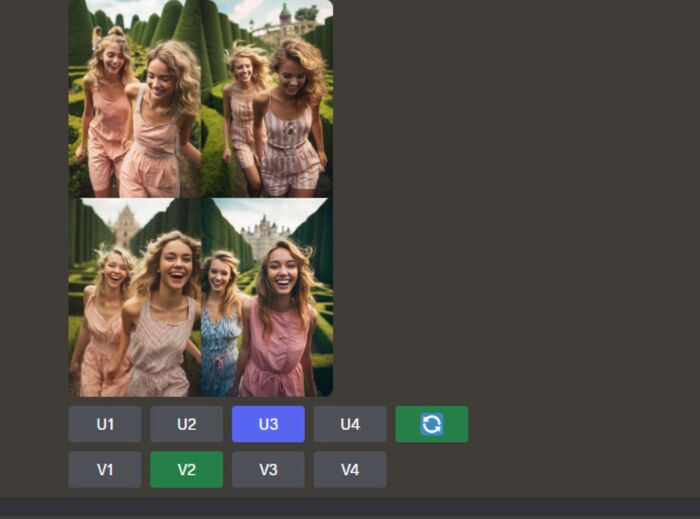 U = Upscale / V = Variation / Arrows = Rerun �����