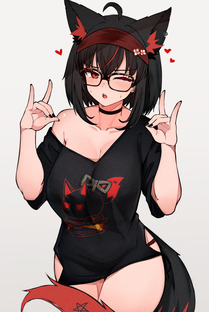 Kurokami , Anime Art, , , Kurokami Fubuki, Hololive, Animal Ears, Virtual YouTuber, , Twitter (), Varniskarnis