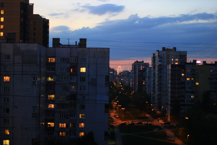 Вид на город с крыши: Закат с окраины города Санкт-Петербург, Высотки, Пулково, Длиннопост, Фотография