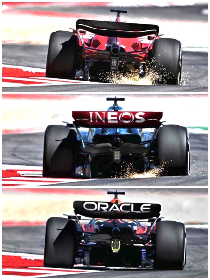 Деформация шин и сравнение дорожного просвета Red Bull, Mercedes и Ferrari