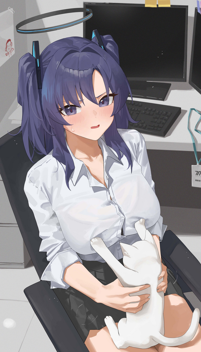       , Anime Art, Blue Archive, Hayase Yuuka,  , , Office lady