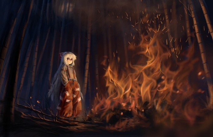   Touhou, Fujiwara no Mokou, Anime Art, Game Art, , 