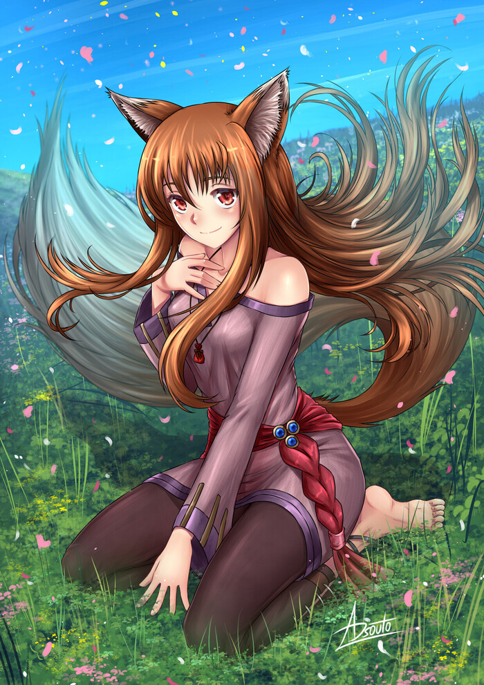  -   ,      ... , , Anime Art, Spice and Wolf, Holo